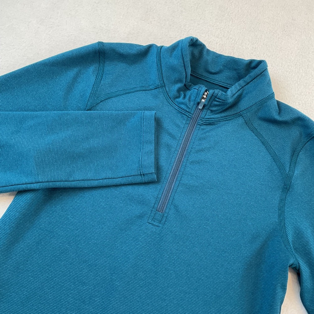 REI Co-op Kids Teal Blue Quarter Zip Pullover Micro Ribbed Active Top M 10-12